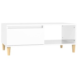 Table basse Blanc brillant 90x50x36,5 cm Bois d'ingénierie 