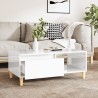 Table basse Blanc brillant 90x50x36,5 cm Bois d'ingénierie 
