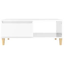 Table basse Blanc brillant 90x50x36,5 cm Bois d'ingénierie 