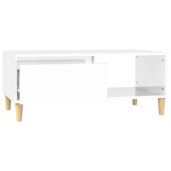 Table basse Blanc brillant 90x50x36,5 cm Bois d'ingénierie 