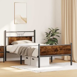 Cadre de lit sans matelas chêne fumé 100x190 cm bois ingénierie 
