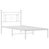 Cadre de lit métal sans matelas et tête de lit blanc 100x190 cm 