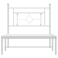 Cadre de lit métal sans matelas et tête de lit blanc 100x190 cm 