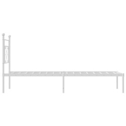 Cadre de lit métal sans matelas et tête de lit blanc 100x190 cm 