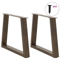 Pieds de table basse en forme de V, 2 pièces, acier naturel, 70 x (42-43,3) cm 