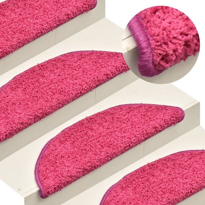 Tapis de marches d'escalier 15 pcs Rose 56x17x3 cm 