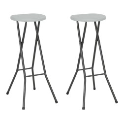 Tabourets de bar pliables lot de 2 PEHD et acier Blanc 