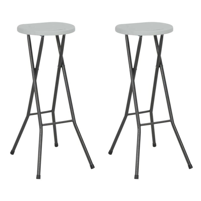 Tabourets de bar pliables lot de 2 PEHD et acier Blanc Tabourets de bar pliables lot de 2 PEHD et acier Blanc