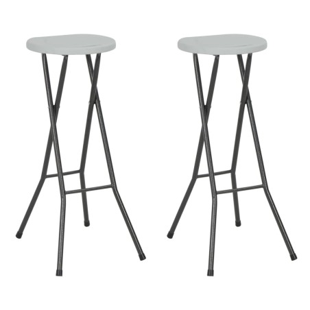 Tabourets de bar pliables lot de 2 PEHD et acier Blanc 