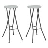 Tabourets de bar pliables lot de 2 PEHD et acier Blanc 