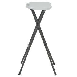 Tabourets de bar pliables lot de 2 PEHD et acier Blanc 