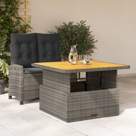 Ensemble à manger de jardin et coussins 2 pcs gris rotin 