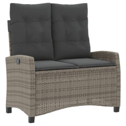 Ensemble à manger de jardin et coussins 2 pcs gris rotin 