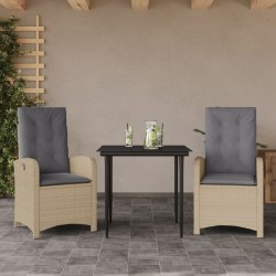 Ensemble à manger de jardin et coussins 3 pcs mélange beige 