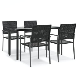 Ensemble à manger de jardin 5 pcs résine tressée acier 
