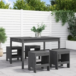 Ensemble à manger de jardin 5pcs gris bois massif de pin 