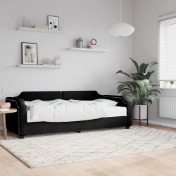 Lit de jour avec matelas noir 80x200 cm tissu 