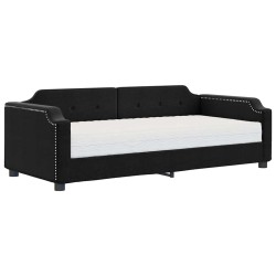 Lit de jour avec matelas noir 80x200 cm tissu 