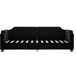 Lit de jour avec matelas noir 80x200 cm tissu 