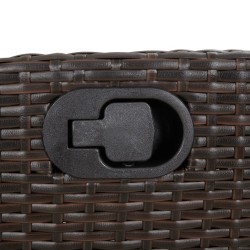Ensemble à manger de jardin 3 pcs et coussins marron poly rotin 