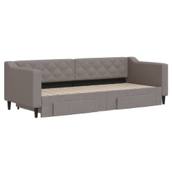 Lit de jour avec gigogne et tiroirs sans matelas taupe 80x200cm 