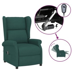 Fauteuil inclinable électrique à oreilles vert foncé tissu 