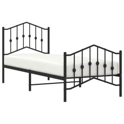 Cadre de lit métal sans matelas avec pied de lit noir 90x190 cm 