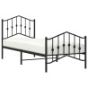 Cadre de lit métal sans matelas avec pied de lit noir 90x190 cm 