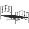 Cadre de lit métal sans matelas avec pied de lit noir 90x190 cm 