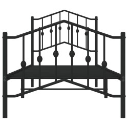 Cadre de lit métal sans matelas avec pied de lit noir 90x190 cm 