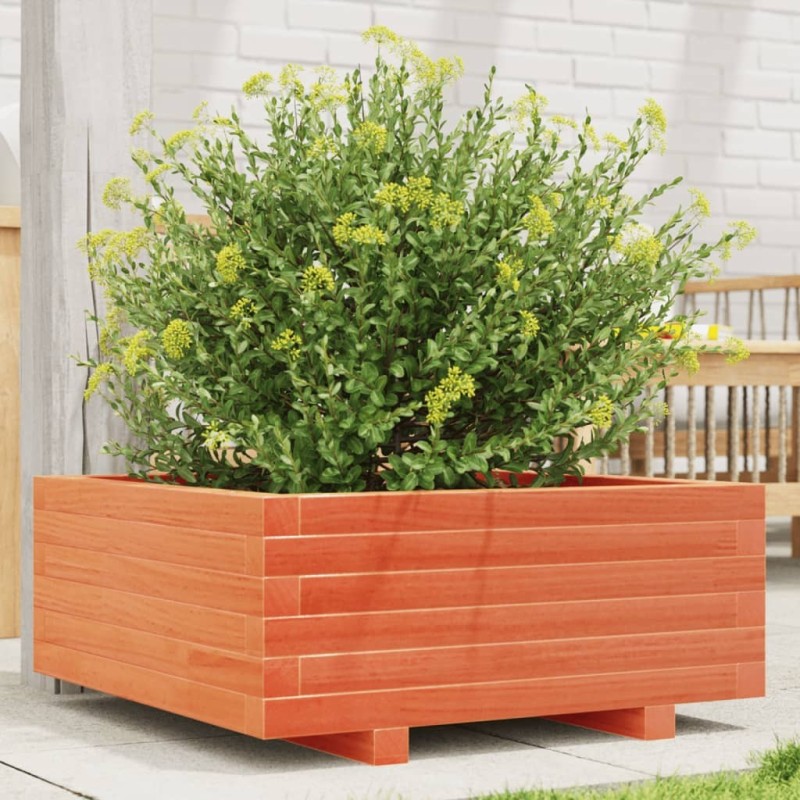 Jardinière cire marron 60x60x26,5 cm bois de pin massif Jardinière cire marron 60x60x26,5 cm bois de pin massif
