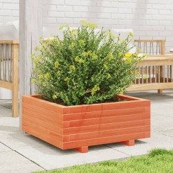 Jardinière cire marron 60x60x26,5 cm bois de pin massif 