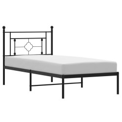 Cadre de lit métal sans matelas avec tête de lit noir 100x190cm 