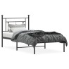 Cadre de lit métal sans matelas avec tête de lit noir 100x190cm 