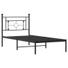 Cadre de lit métal sans matelas avec tête de lit noir 100x190cm 