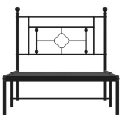 Cadre de lit métal sans matelas avec tête de lit noir 100x190cm 