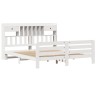 Lit bibliothèque sans matelas blanc 200x200 cm bois pin massif 