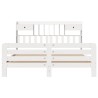 Lit bibliothèque sans matelas blanc 200x200 cm bois pin massif 