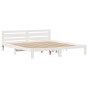 Lit bibliothèque sans matelas blanc 200x200 cm bois pin massif 