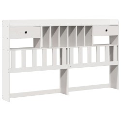 Lit bibliothèque sans matelas blanc 200x200 cm bois pin massif 