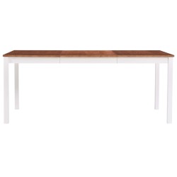 Table à manger Blanc et marron 180x90x73 cm Bois de pin 