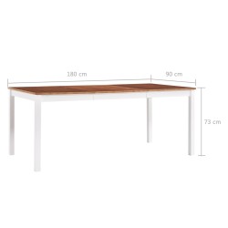 Table à manger Blanc et marron 180x90x73 cm Bois de pin 