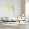 Lit de jour et tiroirs sans matelas blanc 90x200 cm bois massif 