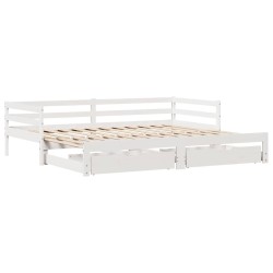Lit de jour et tiroirs sans matelas blanc 90x200 cm bois massif 