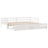 Lit de jour et tiroirs sans matelas blanc 90x200 cm bois massif 