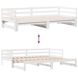 Lit de jour et tiroirs sans matelas blanc 90x200 cm bois massif 