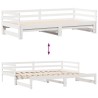 Lit de jour et tiroirs sans matelas blanc 90x200 cm bois massif 