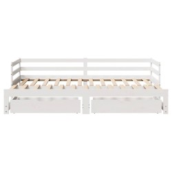 Lit de jour et tiroirs sans matelas blanc 90x200 cm bois massif 