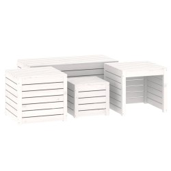 Ensemble de boîtes de jardin 4 pcs blanc bois de pin massif 