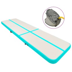 Tapis gonflable de gymnastique avec pompe 700x100x15cm PVC Vert 
